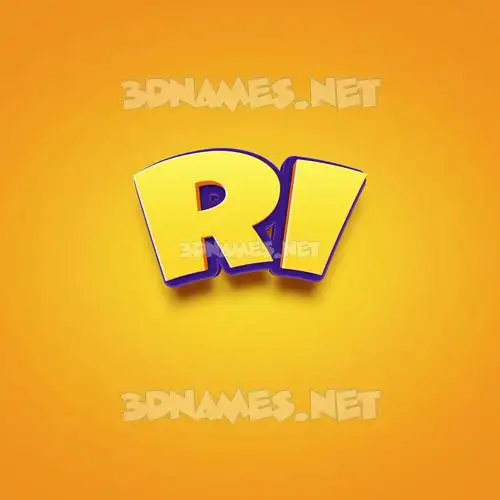 ri in Orange Toon style - 3D name wallpaper