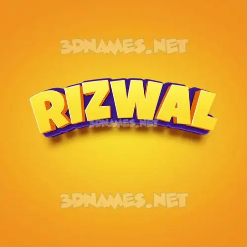 rizwal in Orange Toon style - 3D name wallpaper