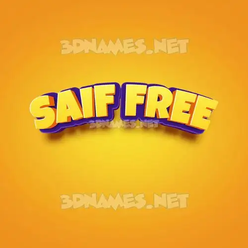 saif free in Orange Toon style - 3D name wallpaper