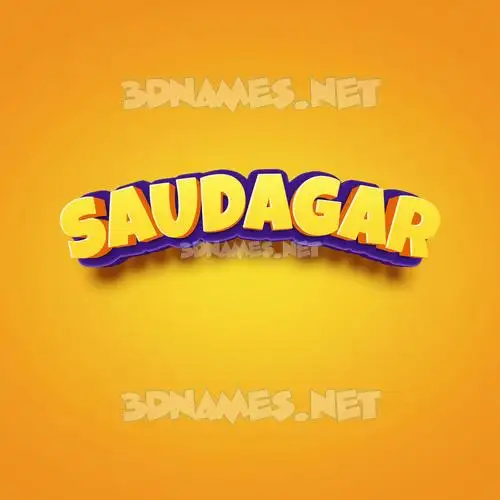 saudagar in Orange Toon style - 3D name wallpaper