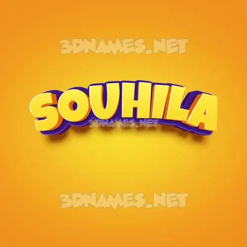 souhila in Orange Toon style - 3D name wallpaper