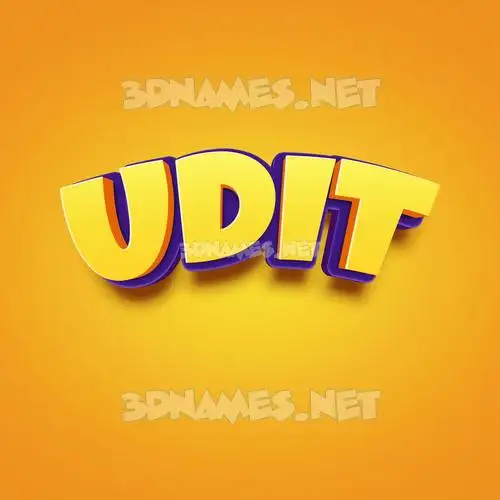 udit in Orange Toon style - 3D name wallpaper