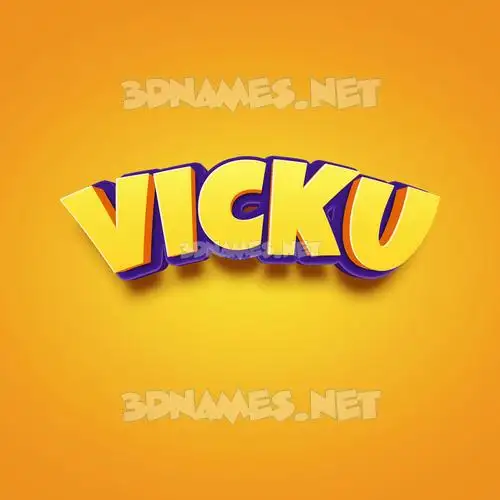 vicku in Orange Toon style - 3D name wallpaper