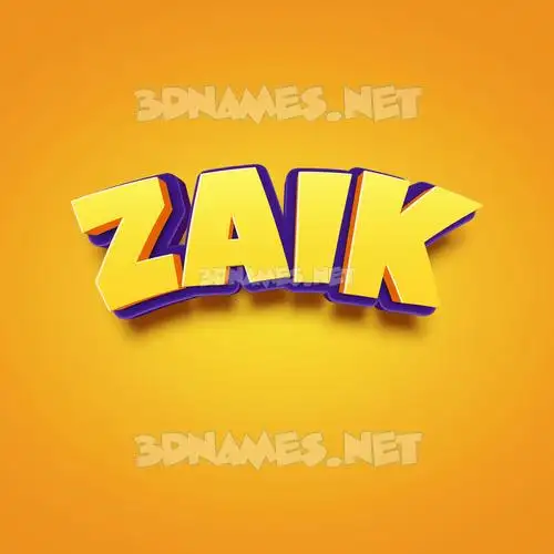 zaik in Orange Toon style - 3D name wallpaper