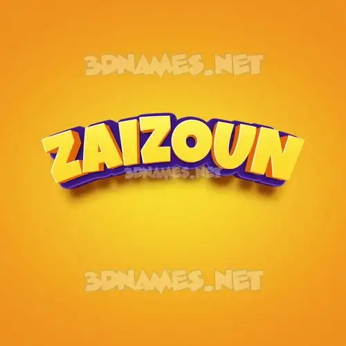 zaizoun in Orange Toon style - 3D name wallpaper