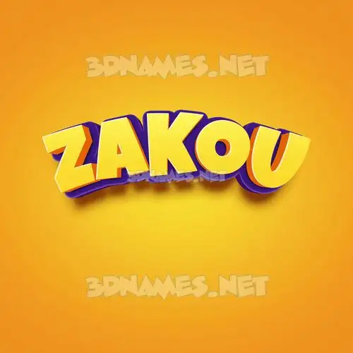 zakou in Orange Toon style - 3D name wallpaper