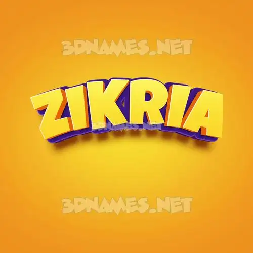 zikria in Orange Toon style - 3D name wallpaper