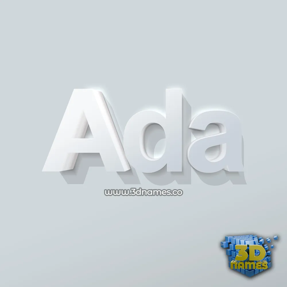 ada in Clean White style - 3D name wallpaper