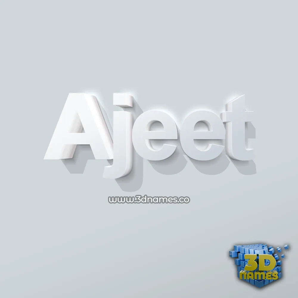 ajeet in Clean White style - 3D name wallpaper