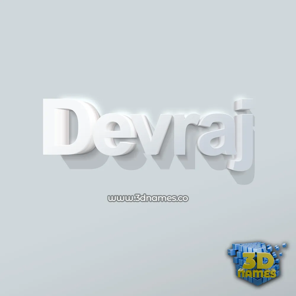 devraj in Clean White style - 3D name wallpaper