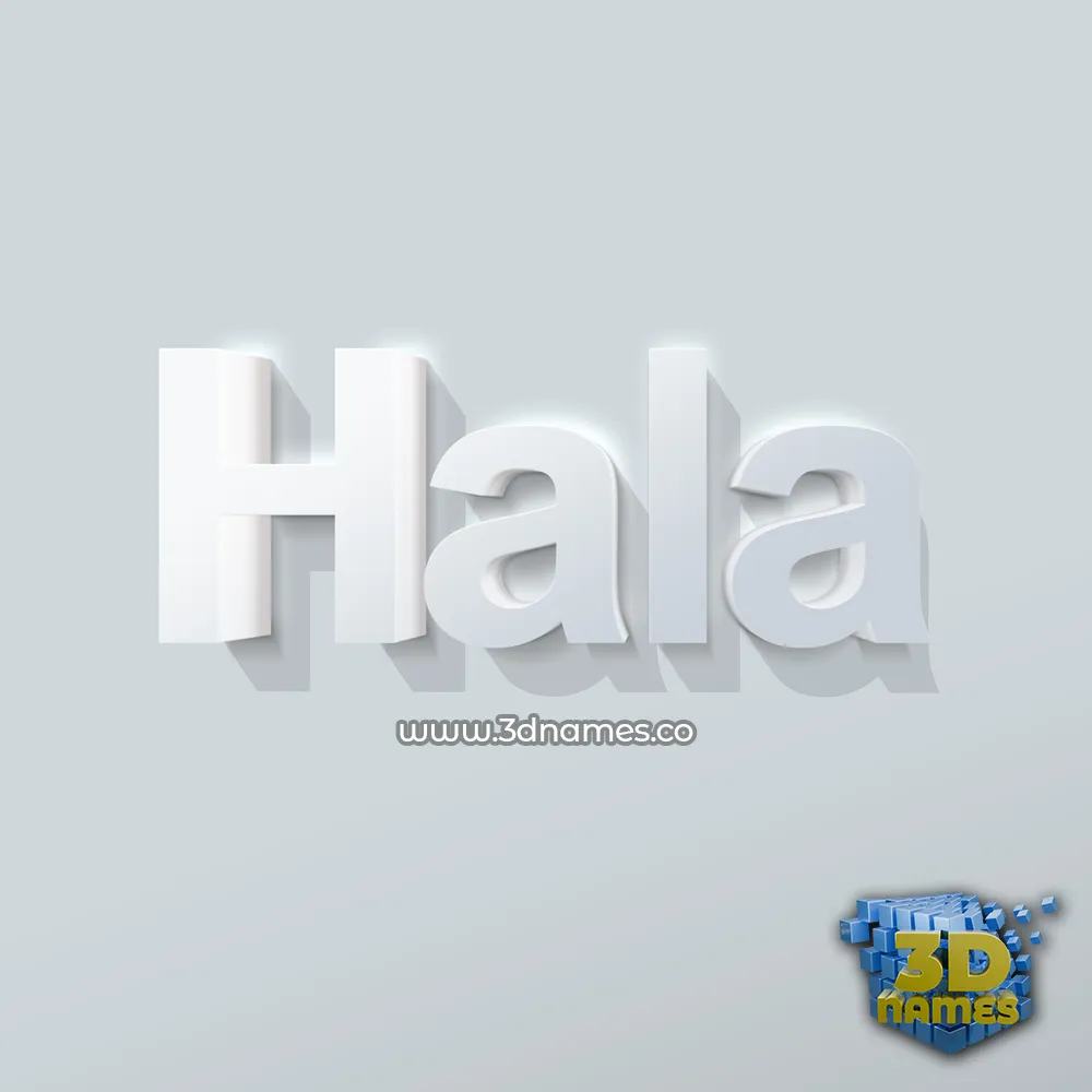 hala in Clean White style - 3D name wallpaper