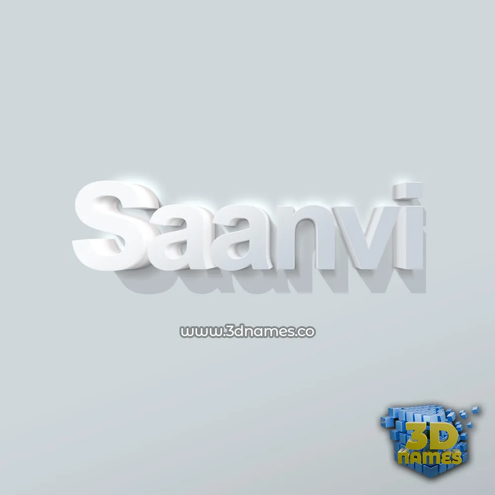 saanvi in Clean White style - 3D name wallpaper