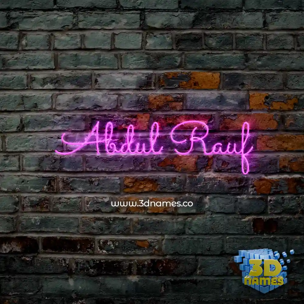 abdul rauf in Pink Neon style - 3D name wallpaper