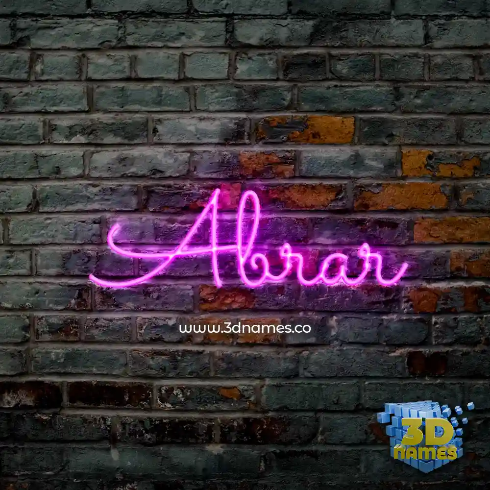abrar in Pink Neon style - 3D name wallpaper