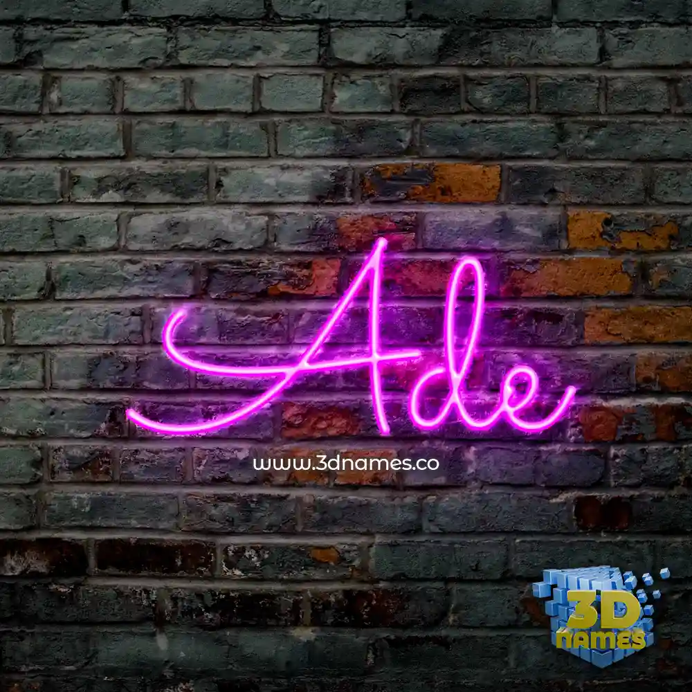 ade in Pink Neon style - 3D name wallpaper