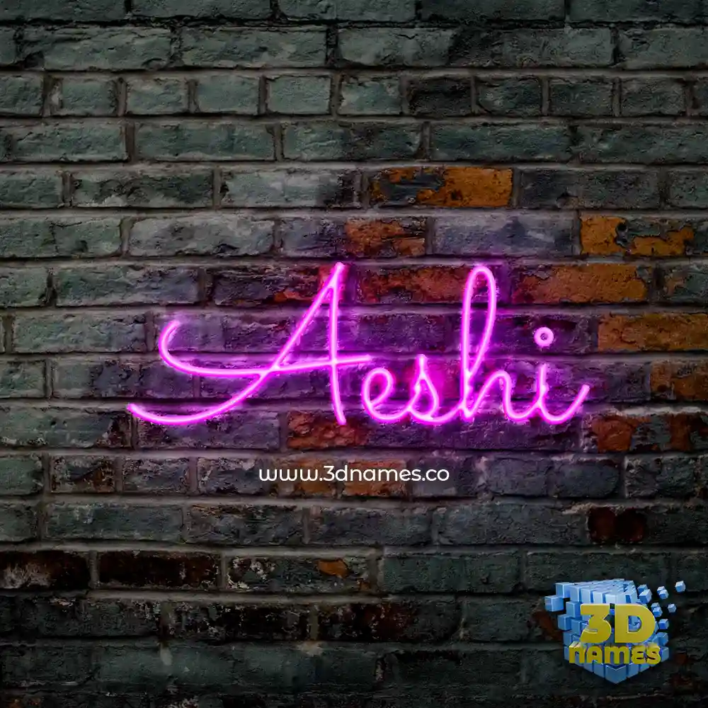 aeshi in Pink Neon style - 3D name wallpaper