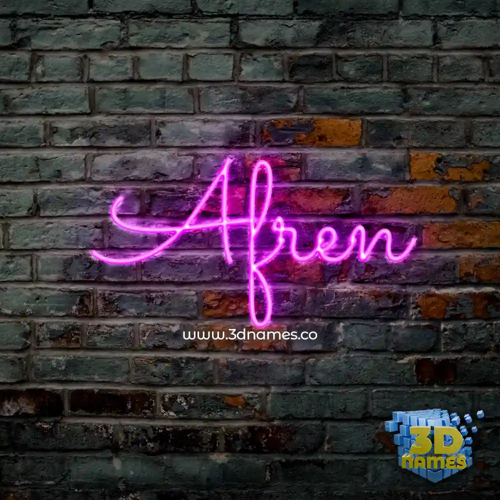 afren in Pink Neon style - 3D name wallpaper
