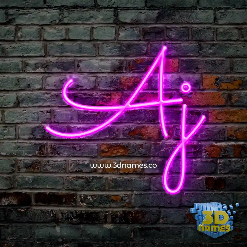 aj in Pink Neon style - 3D name wallpaper