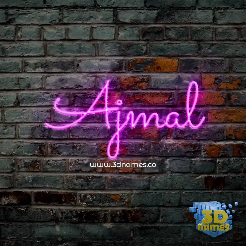 ajmal in Pink Neon style - 3D name wallpaper