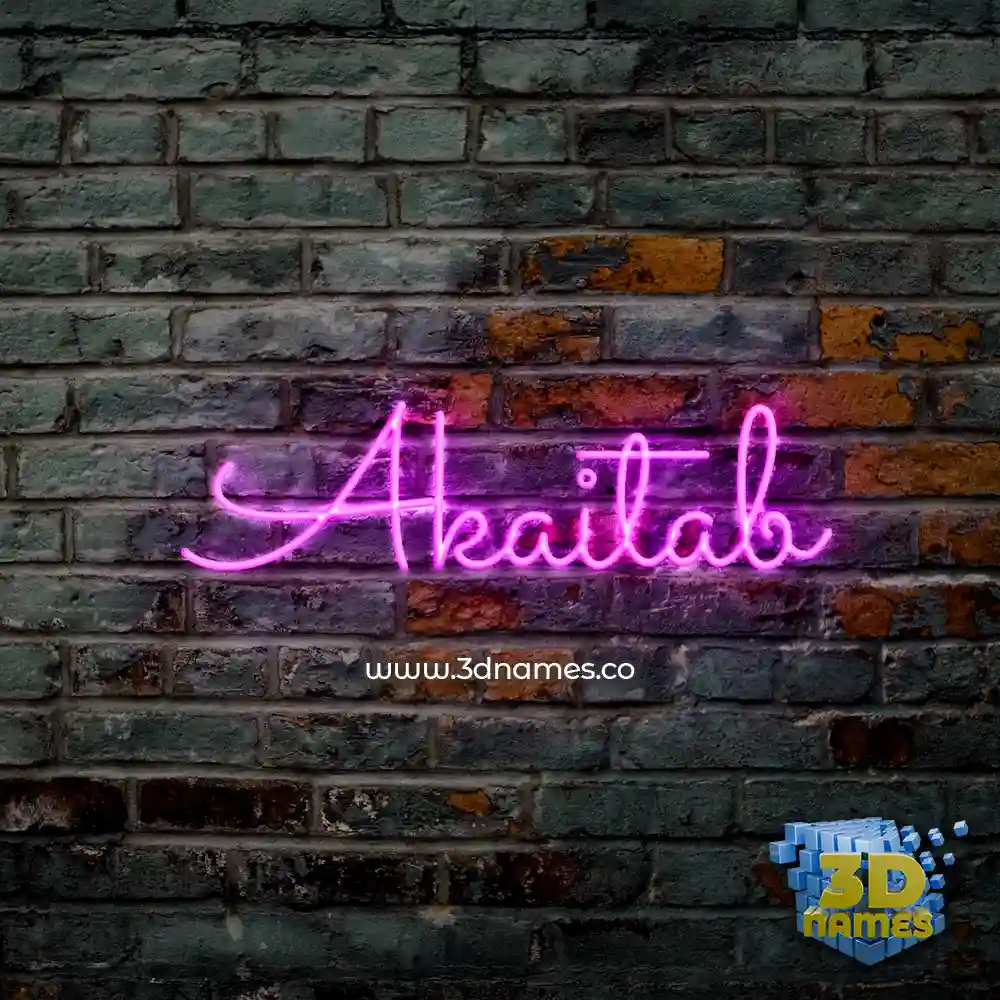 akaitab in Pink Neon style - 3D name wallpaper