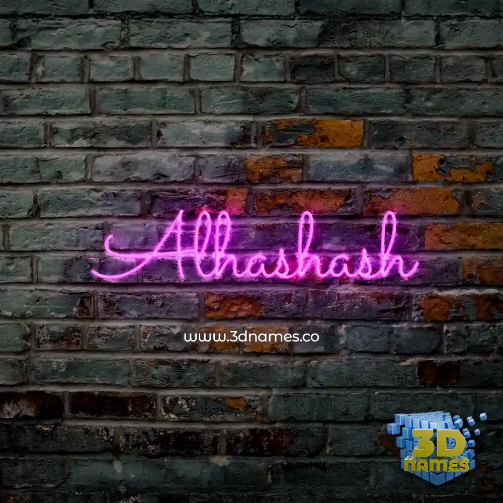 alhashash in Pink Neon style - 3D name wallpaper