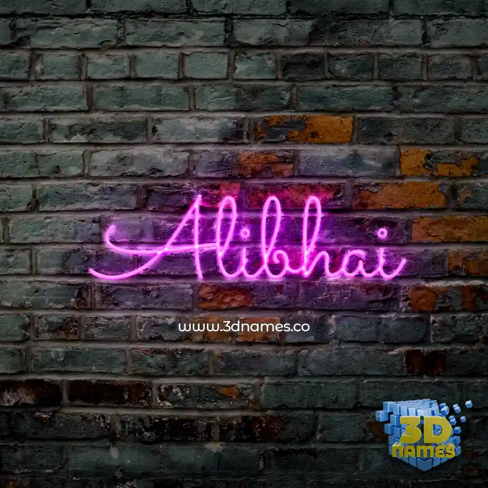 alibhai in Pink Neon style - 3D name wallpaper