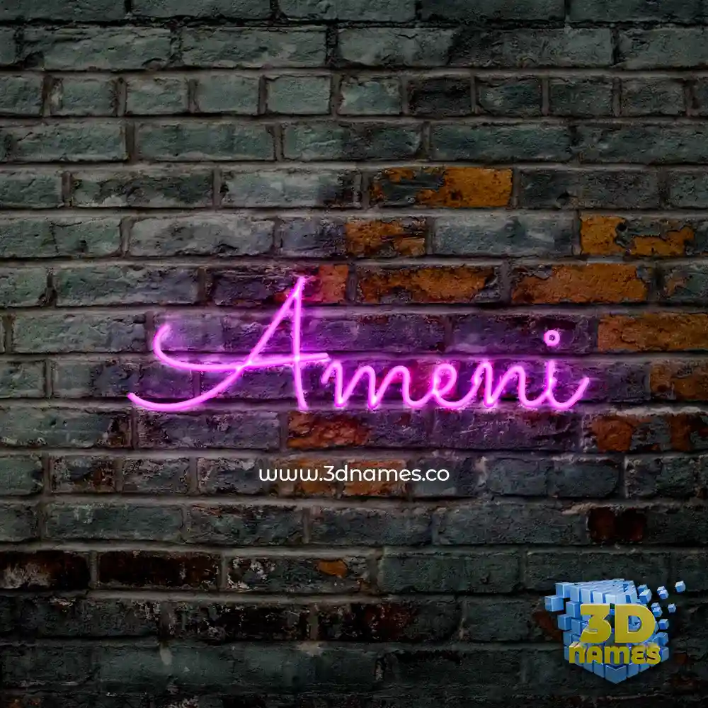 ameni in Pink Neon style - 3D name wallpaper ameni in Pink Neon style - 3D name wallpaper