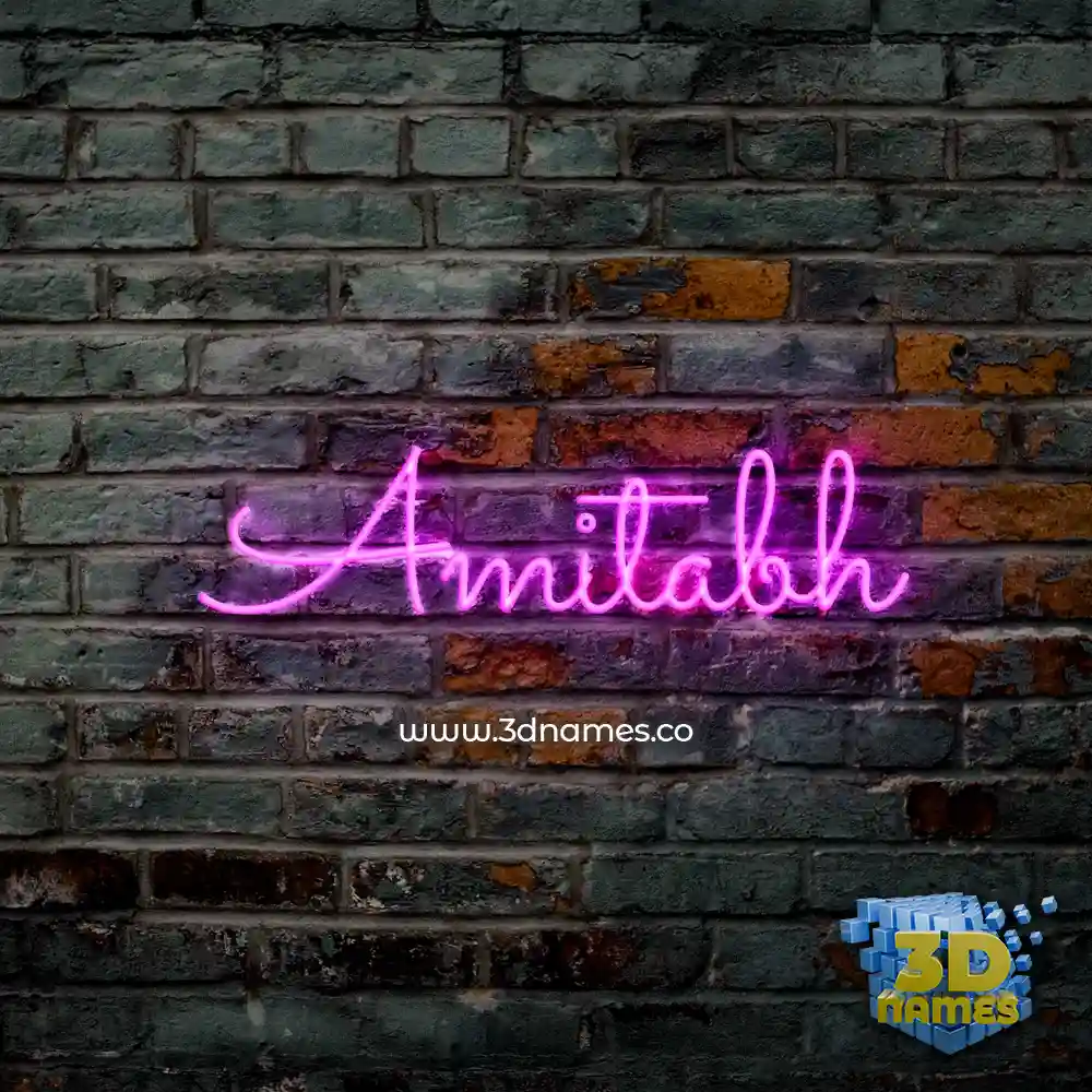 amitabh in Pink Neon style - 3D name wallpaper