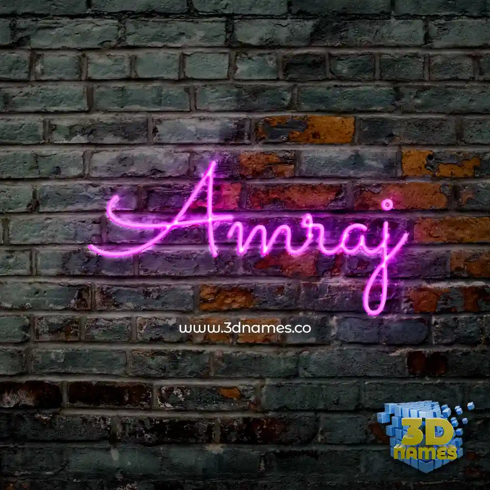 amraj in Pink Neon style - 3D name wallpaper