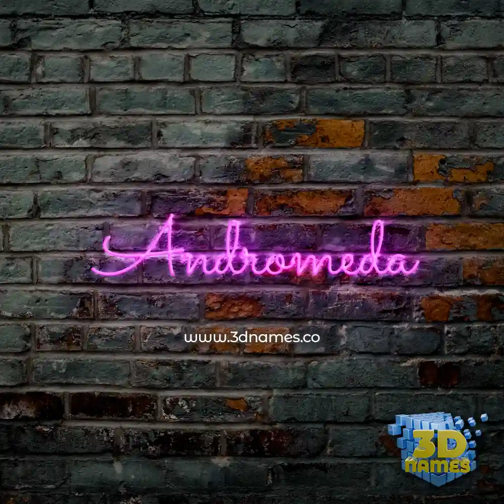 andromeda in Pink Neon style - 3D name wallpaper