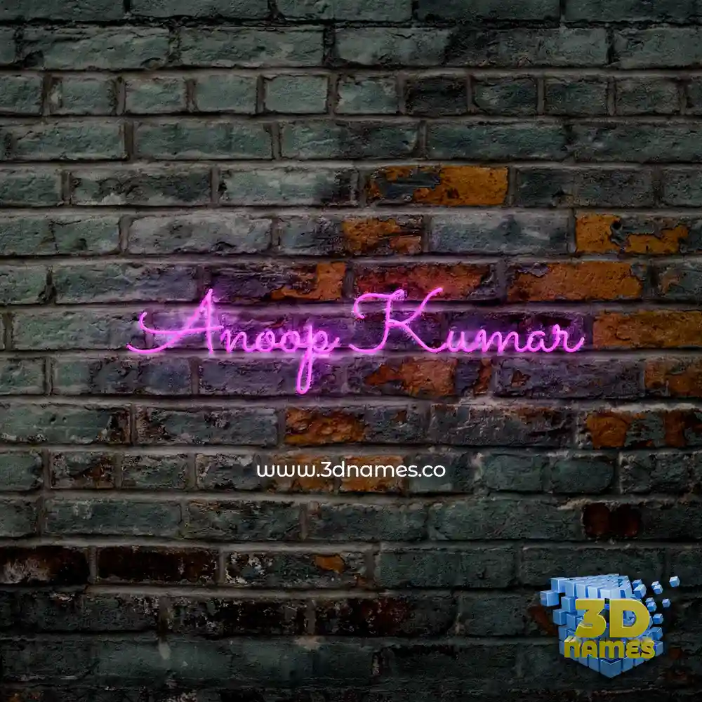 anoop kumar in Pink Neon style - 3D name wallpaper