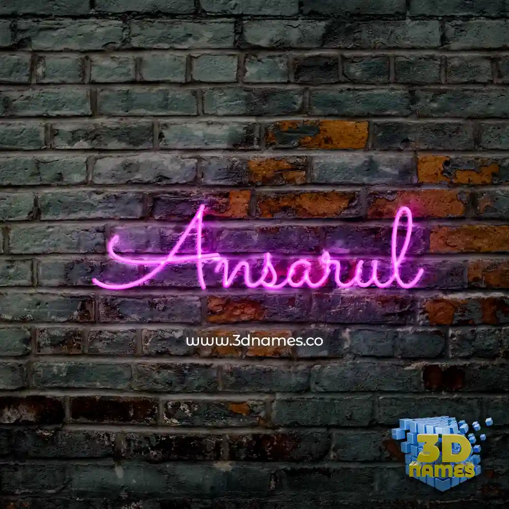 ansarul in Pink Neon style - 3D name wallpaper