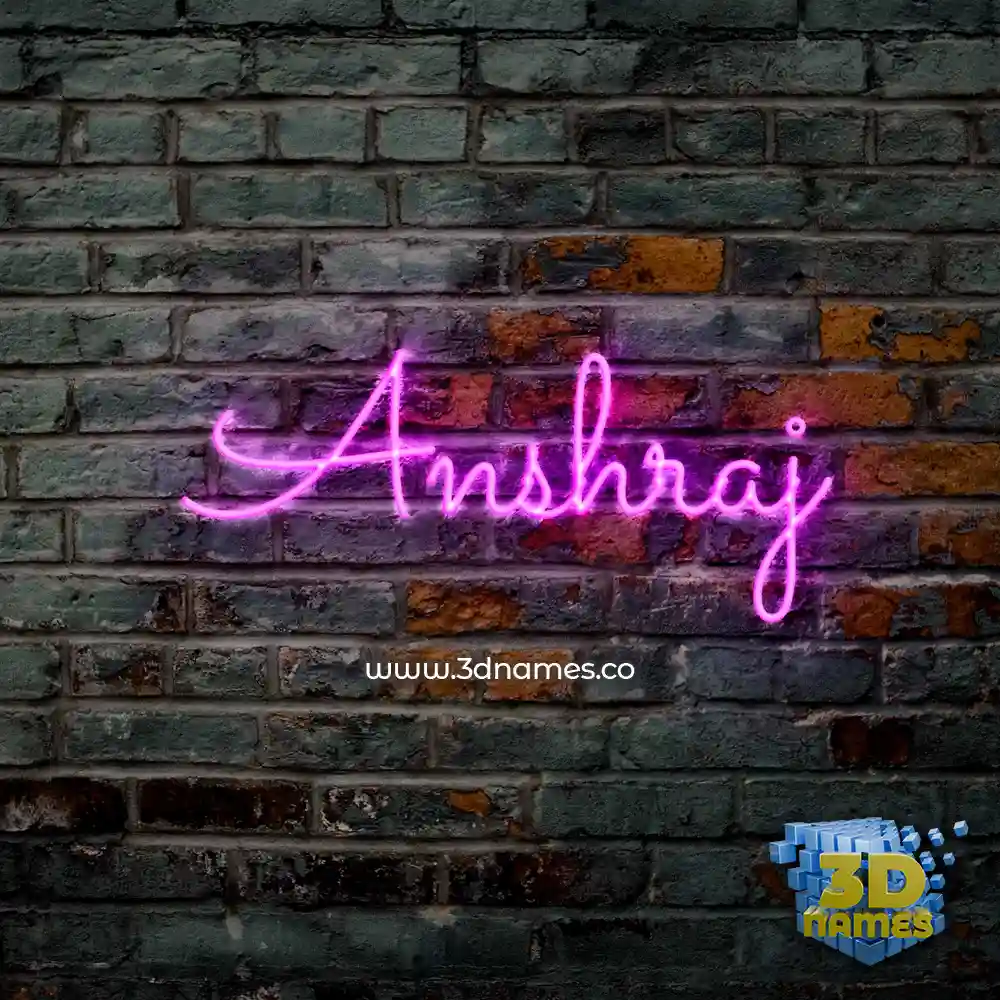 anshraj in Pink Neon style - 3D name wallpaper