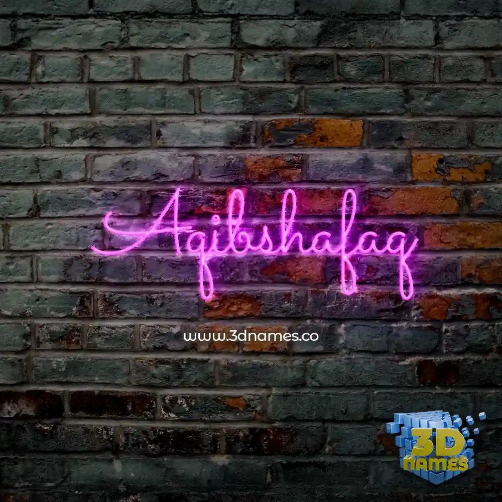 aqibshafaq in Pink Neon style - 3D name wallpaper