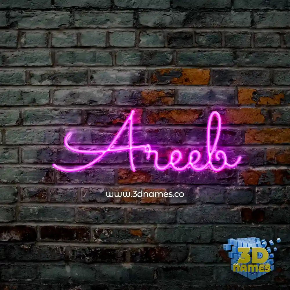 areeb in Pink Neon style - 3D name wallpaper