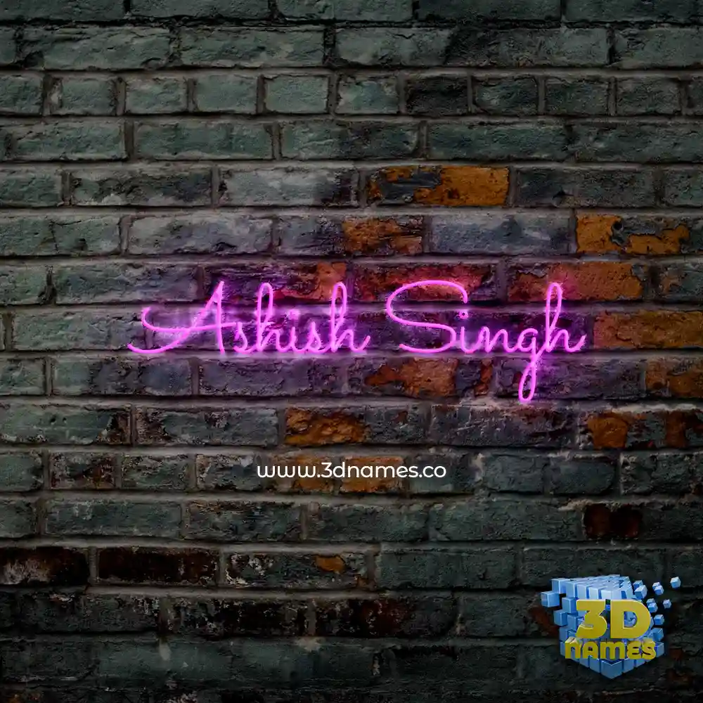 ashish singh in Pink Neon style - 3D name wallpaper