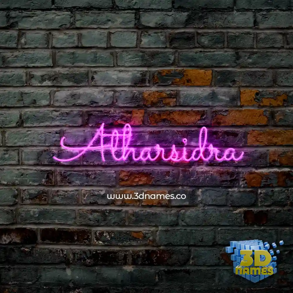 atharsidra in Pink Neon style - 3D name wallpaper