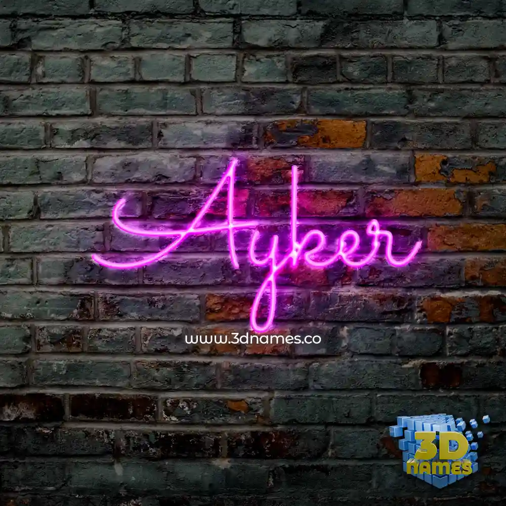 ayker in Pink Neon style - 3D name wallpaper