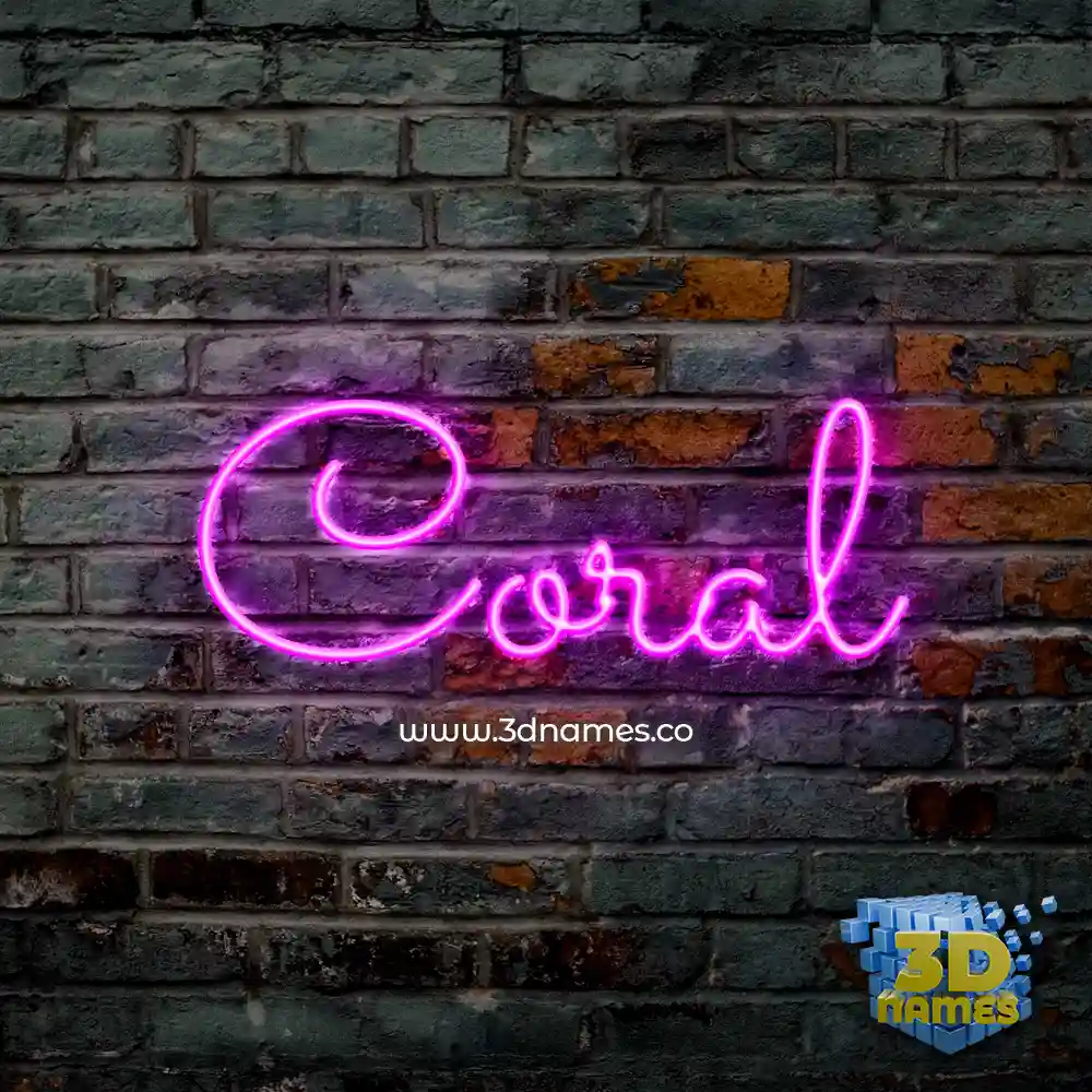 coral in Pink Neon style - 3D name wallpaper