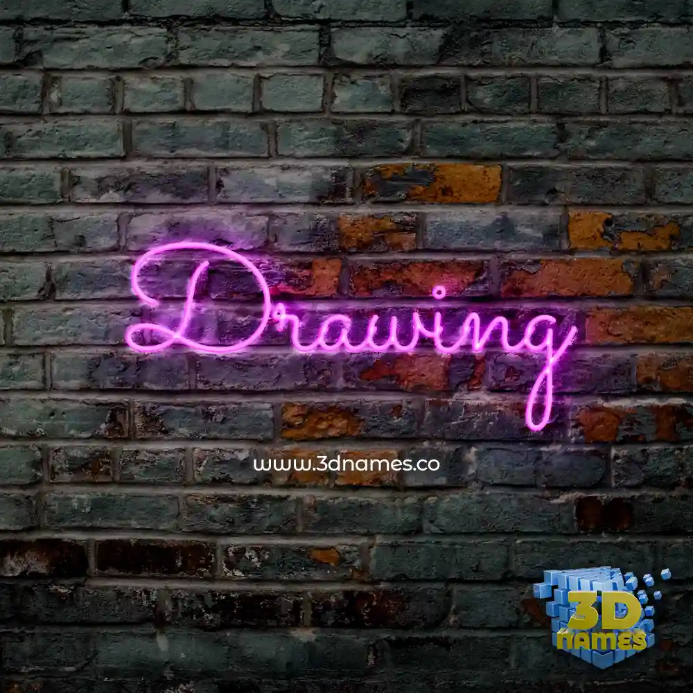 drawing in Pink Neon style - 3D name wallpaper