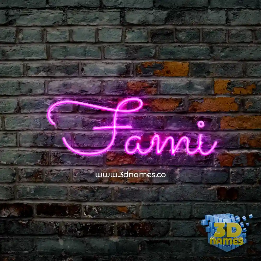 fami in Pink Neon style - 3D name wallpaper