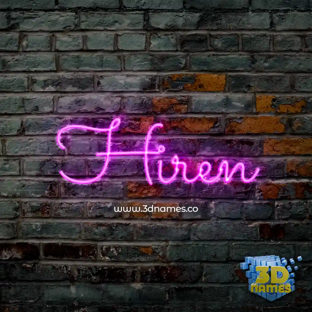 hiren in Pink Neon style - 3D name wallpaper