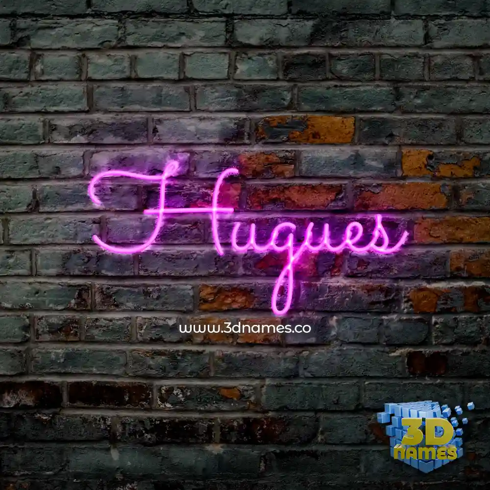 hugues in Pink Neon style - 3D name wallpaper