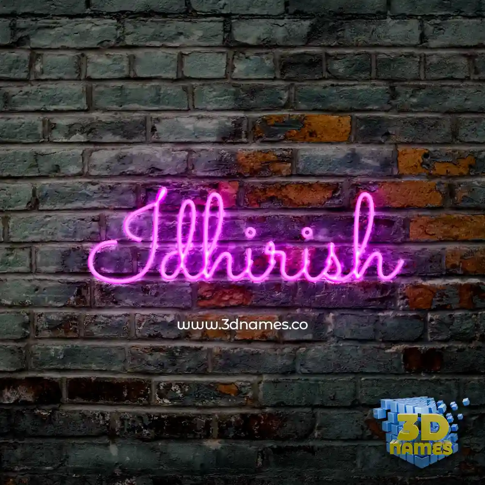 idhirish in Pink Neon style - 3D name wallpaper