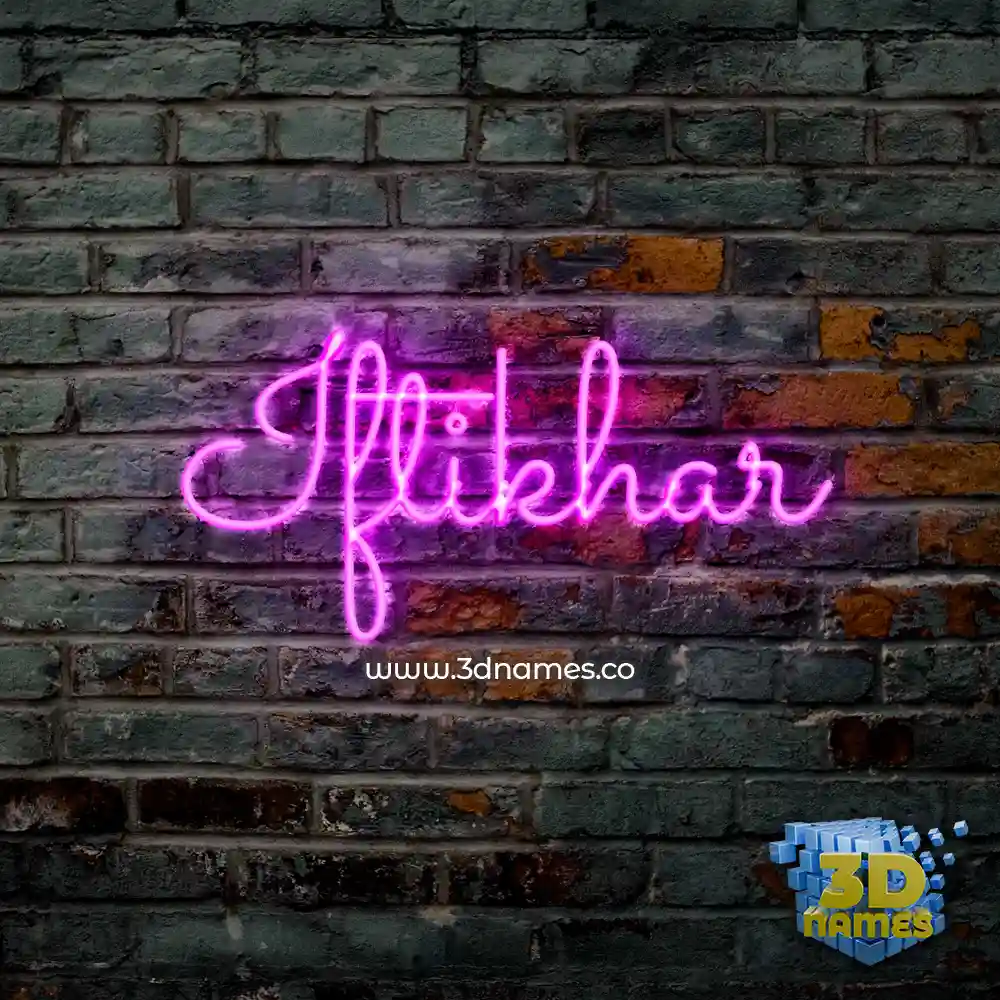 iftikhar in Pink Neon style - 3D name wallpaper