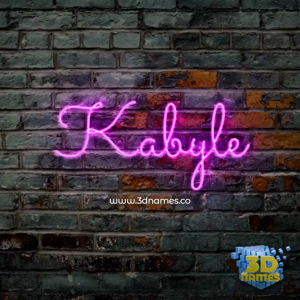 kabyle in Pink Neon style - 3D name wallpaper