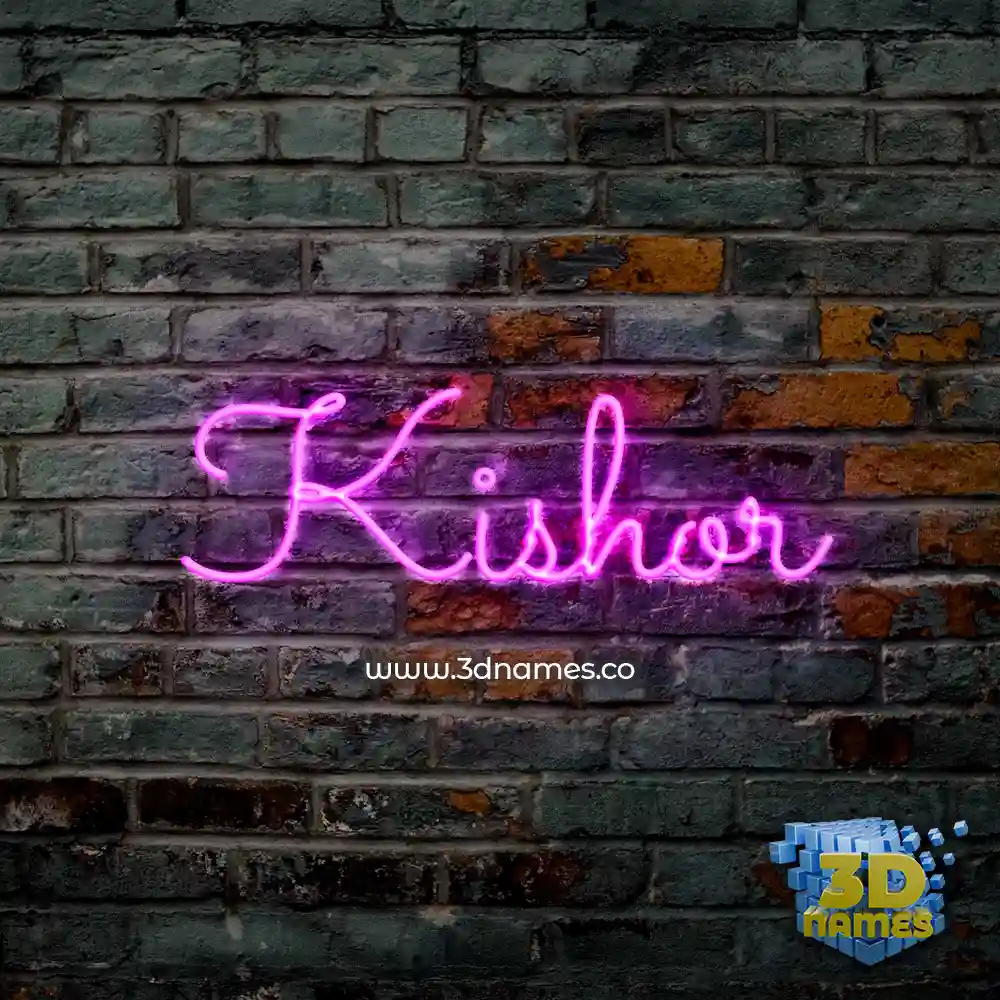 kishor in Pink Neon style - 3D name wallpaper