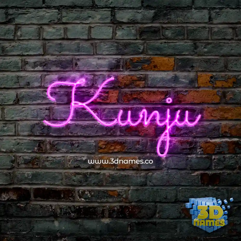 kunju in Pink Neon style - 3D name wallpaper