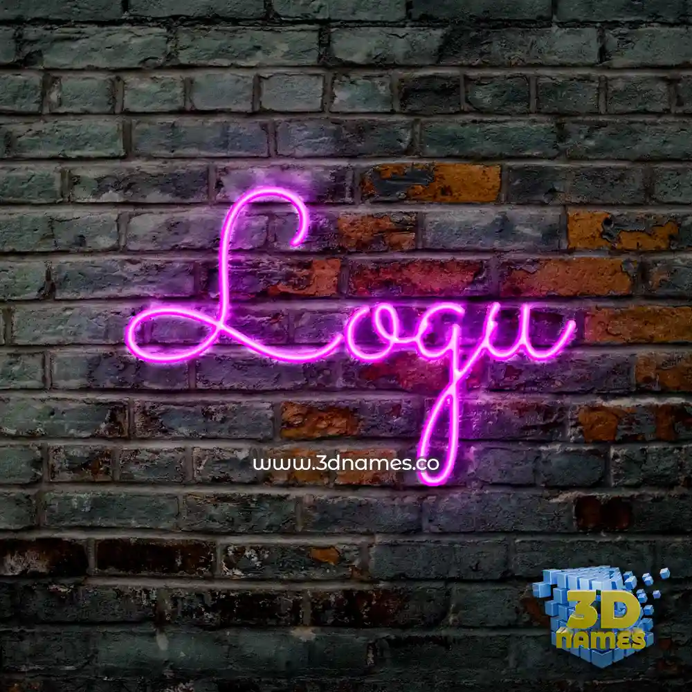 logu in Pink Neon style - 3D name wallpaper