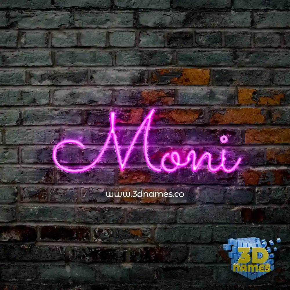 moni in Pink Neon style - 3D name wallpaper
